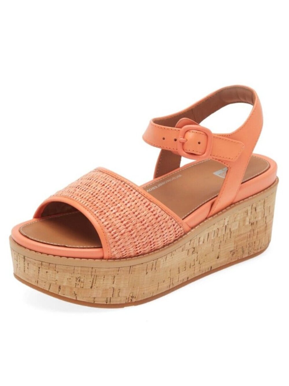 FitFlop Eloise Cork-Wrap Woven Womens Platform Wedge Sandals Coral Leather US 10